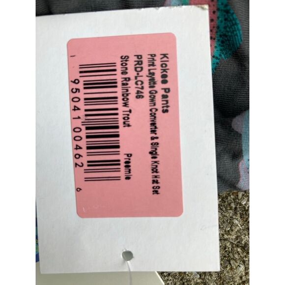 KICKEE PANTS NWT print layette gown hat set stone rainbow trout MSRP $45 - Picture 3 of 5